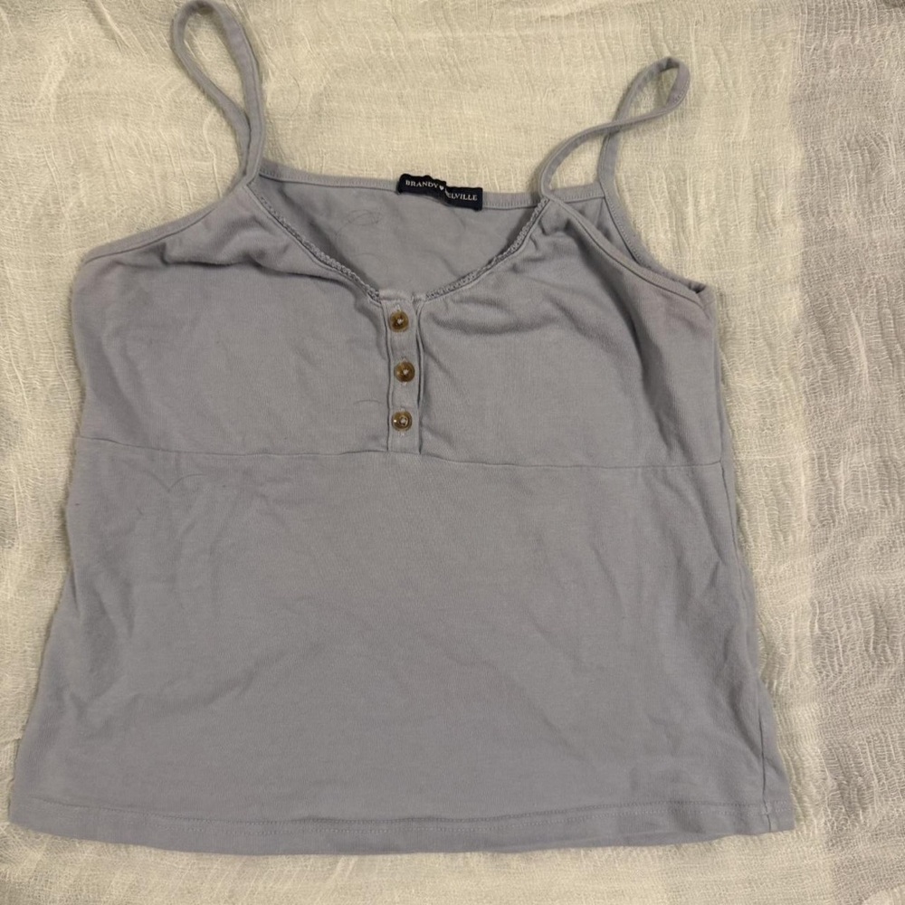 Brandy Melville Light Blue Buttoned Tank Top